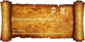 Petrovits Mirkó névjegykártya
